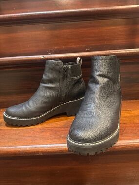 Target Black Textured Leather Platform Ankle Booties